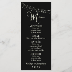 Typographie crème 32, Menu Cordes Lumière Noire de