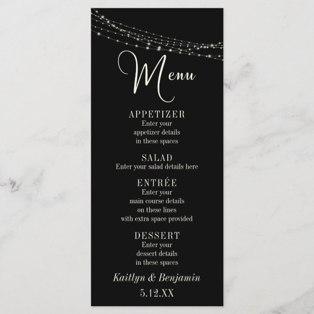 Typographie crème 32, Menu Cordes Lumière Noire de (Devant)