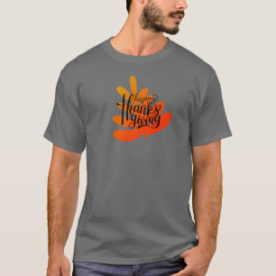Typographie d'action de grâce Avec T-shirt feuille