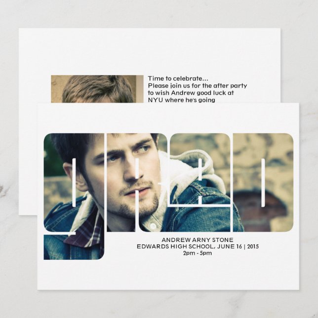 Typographie de 2e année Faire-part de diplôme de p (Devant / Derrière)