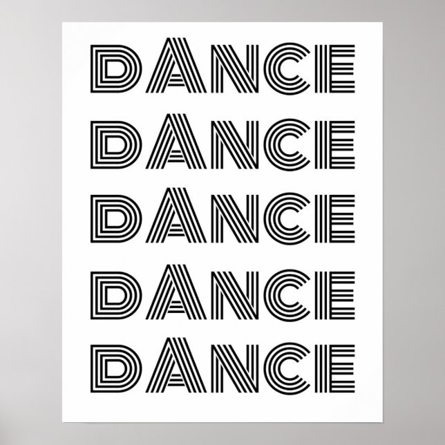 Typographie de danse rétro Poster noir blanc (Devant)