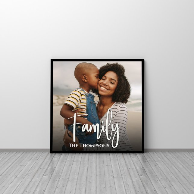 Typographie de famille moderne Photo personnalisée (Simple Family typography white text photo print.)