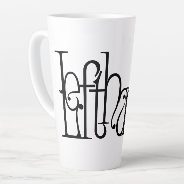 Typographie de gauche Art Nouveau Latte Mug (Angle gauche)