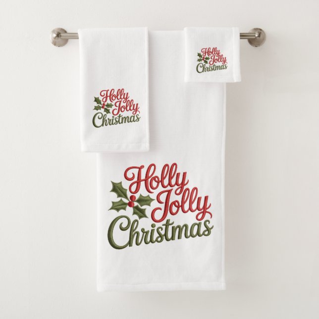 Typographie de la broderie de Noël Holly Jolly (En situation)