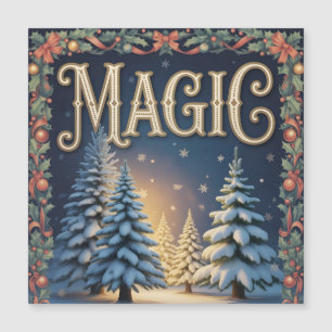 Typographie de la magie de Noël avec des pins enne