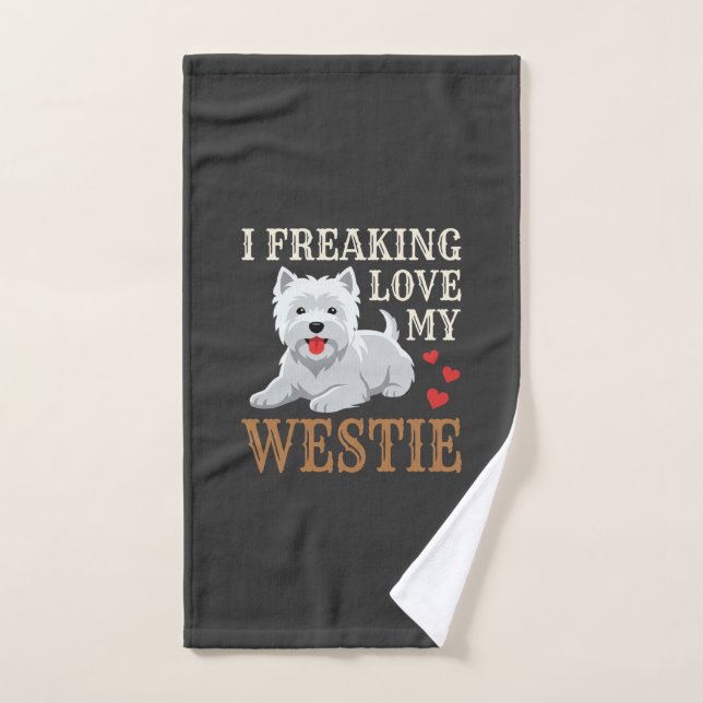 Typographie de l'amour du chien Westie (Serviette à main)