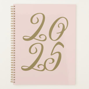Typographie de l'année d'écriture d'or rose vif