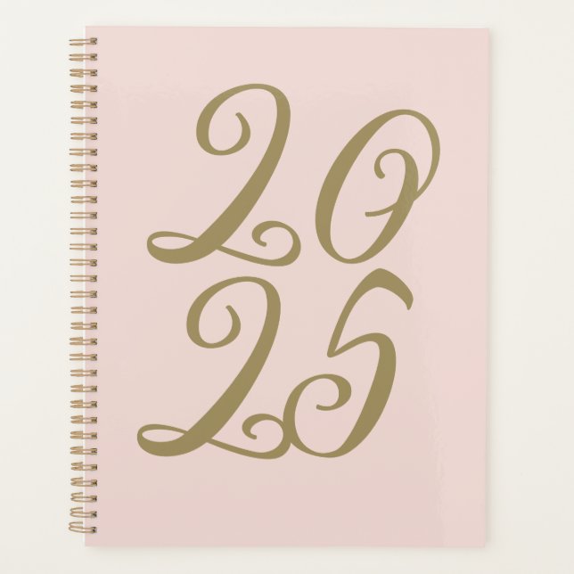 Typographie de l'année d'écriture d'or rose vif (Devant)