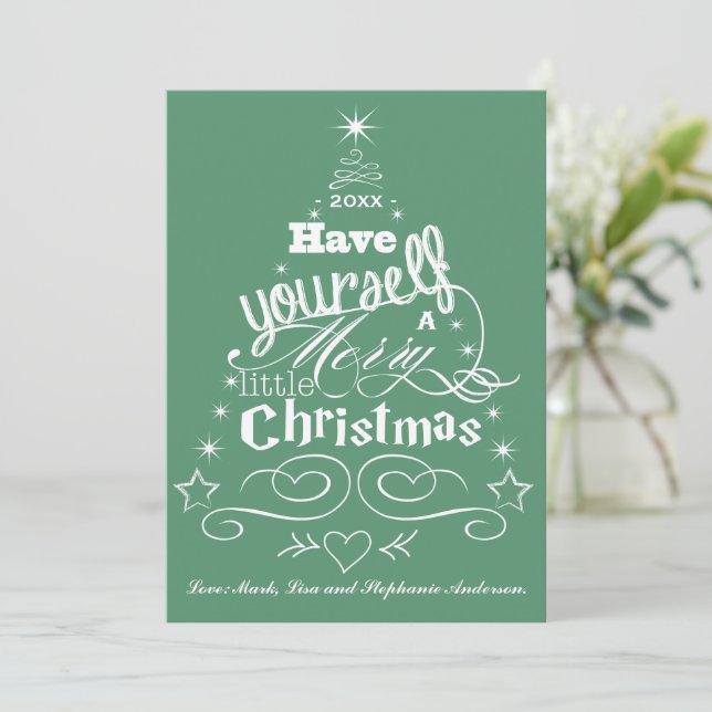 Typographie de l'arbre de Noël Carte de voeux de N (Debout devant)