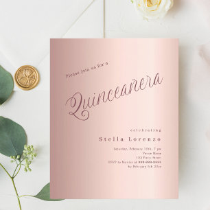 Typographie de l'or rose Quinceanera invitation