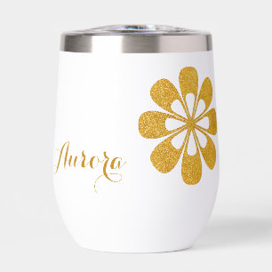 Typographie de luxe à paillettes florales or