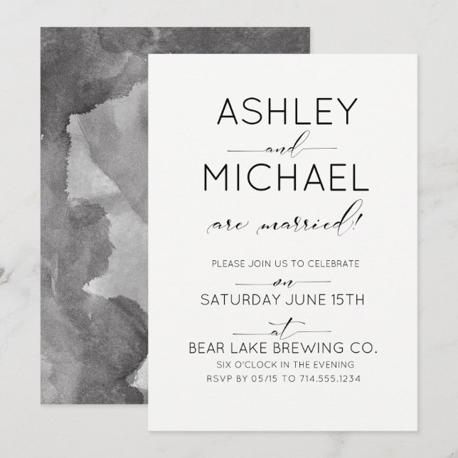 Typographie de mariage juste célébré Invitation à  (Devant / Derrière)