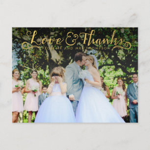 Typographie de script or Merci photo carte postale