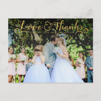 Typographie de script or Merci photo carte postale