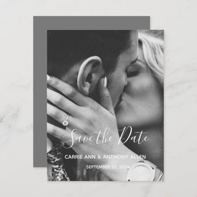 Typographie de script photo noir blanc Enregistrer (Devant / Derrière)