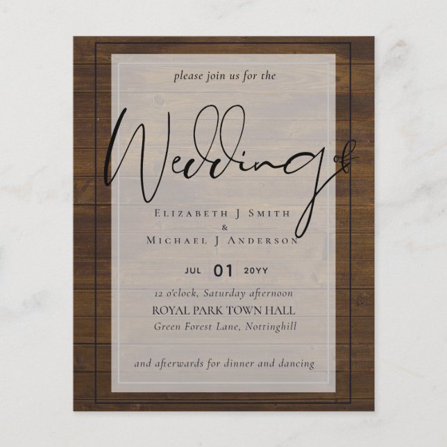 Typographie de script rustique Mariage de budget (Devant)