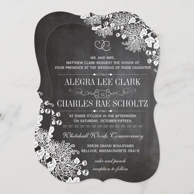 Typographie de tableau noir Invitations de mariage (Devant / Derrière)