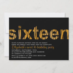 Typographie de Tigre Design Sweet 16 Invitation