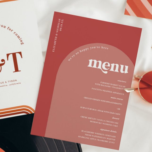 Typographie des années 70 rétro | Menu Mariage (Créateur téléchargé)