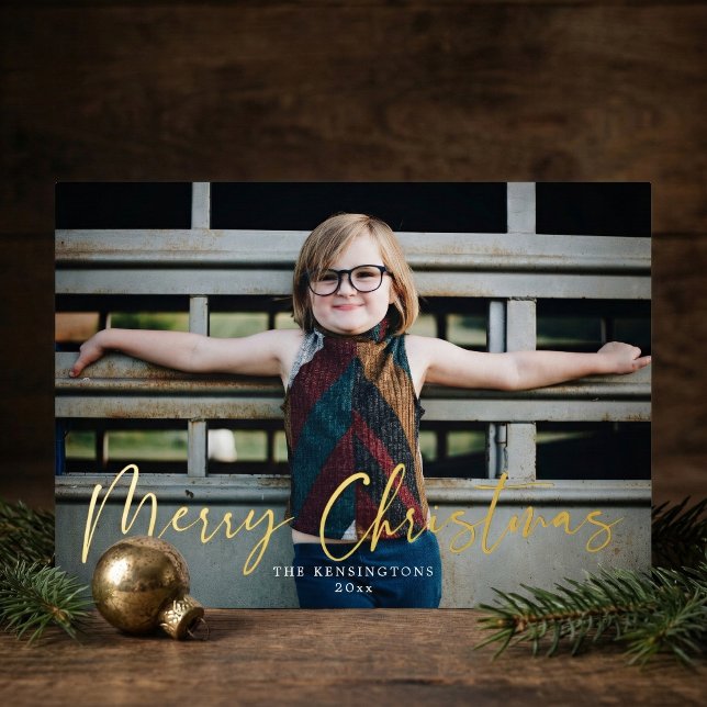 Typographie d'or Joyeux Noël Photo de vacances (Créateur téléchargé)