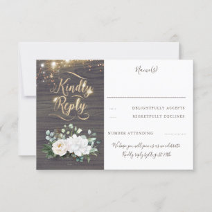 Typographie d'or Mariage de automne rustique RSVP