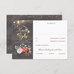 Typographie d'or Mariage de automne rustique RSVP