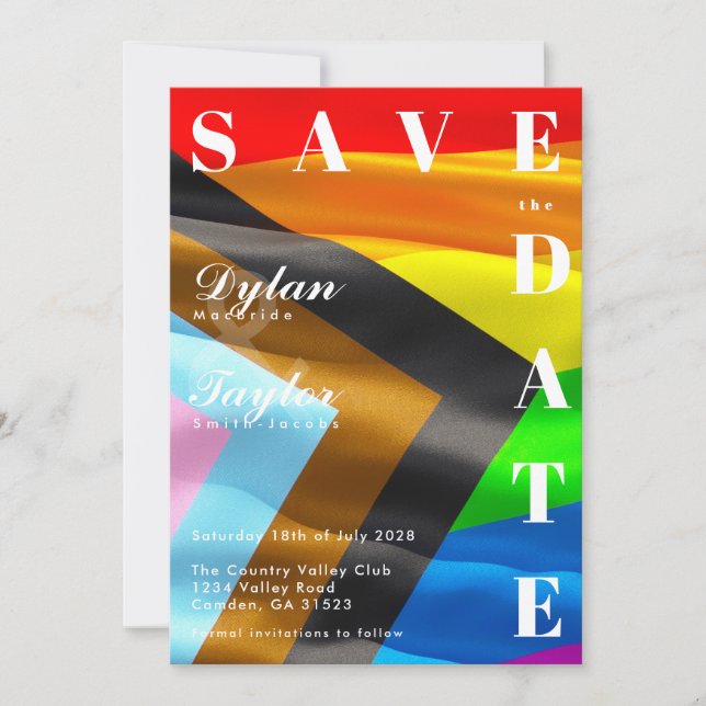 Typographie drapeau de fierté gras Save the Date L (Devant)