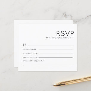 Typographie du budget Noir Blanc Mariage RSVP