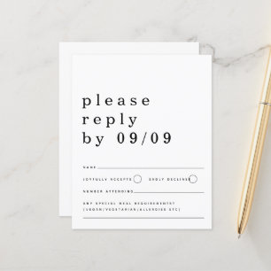 Typographie du budget Noir Blanc Mariage RSVP