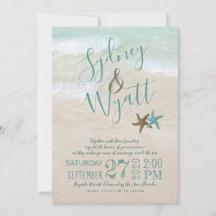 Typographie du sable de plage Starfish Faire-part 