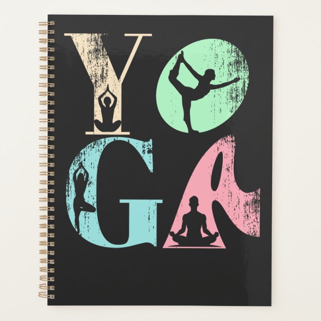 Typographie du Yoga rétro avec silhouettes de Pose (Devant)