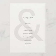 Typographie éditoriale Programme de mariage