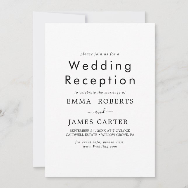 Typographie Élégante | Invitation de Réception de  (Devant)