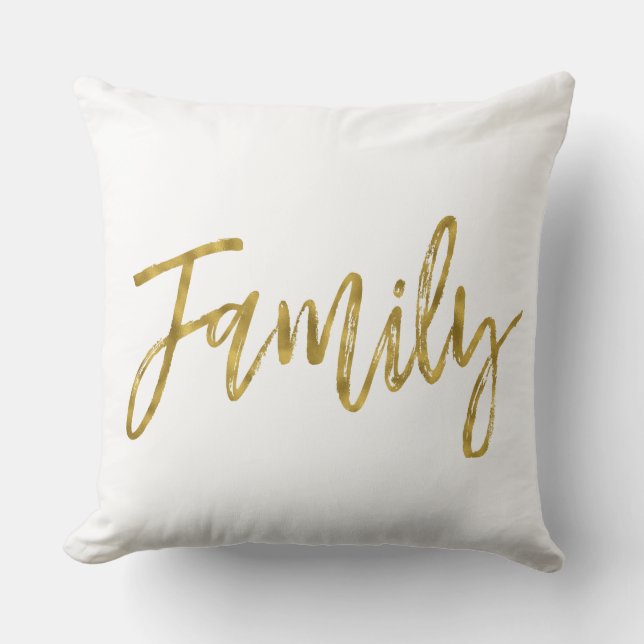 Typographie familiale Faux Gold Foil Coussin (Recto)