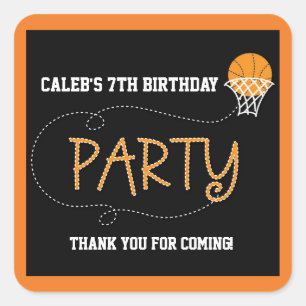 TYPOGRAPHIE FÊTE DE BASKET-BALL Autocollant Mignon