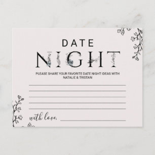 Typographie florale Date Nuit Idée Cartes