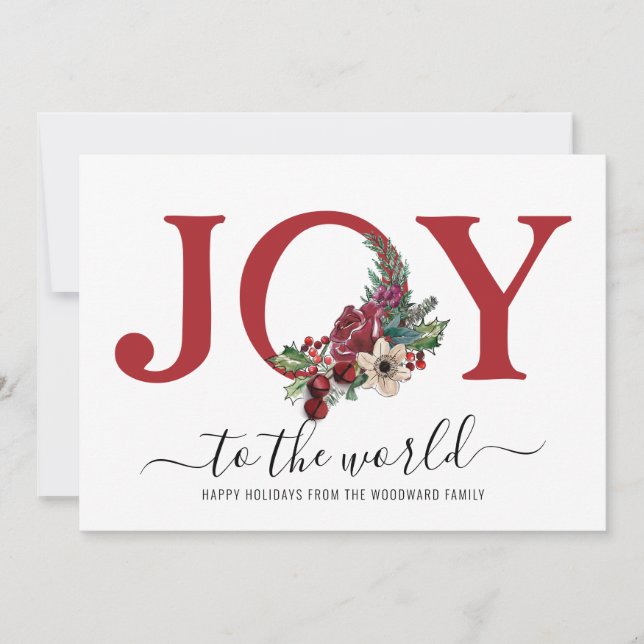 Typographie florale Modern Joy rouge et blanc (Devant)