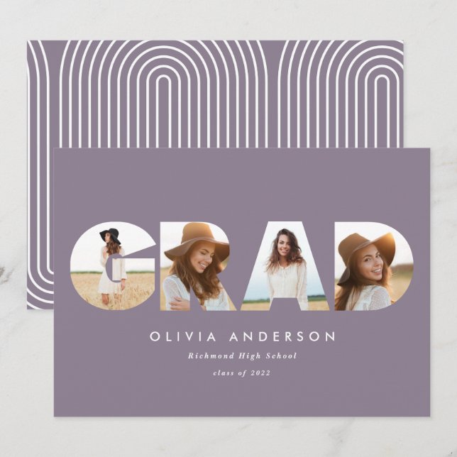 Typographie géométrique moderne multi photo remise (Devant / Derrière)