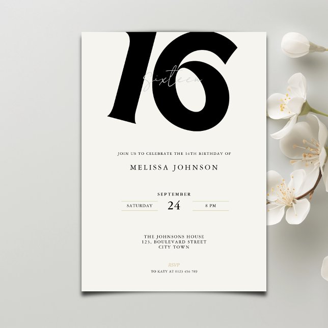 Typographie Gras Minimal Invitation Anniversaire 1 (Créateur téléchargé)