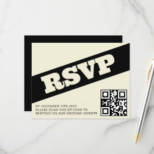Typographie Gras QR RSVP Black Ecru Modern Mariage