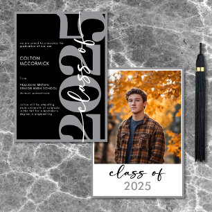 Typographie gris moderne Faire-part de graduation