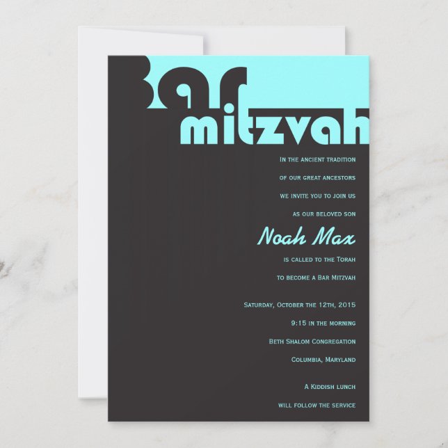 TYPOGRAPHIE Invitation personnalisée Bar Mitzvah (Devant)