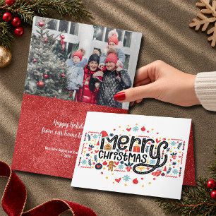 Typographie Joyeux Noël Carte Photo Pliée