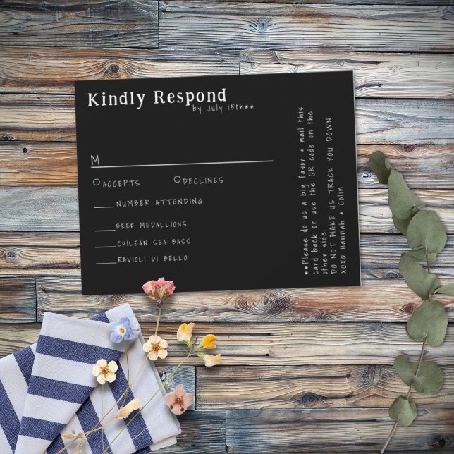 Typographie manuscrite décontractée B&W Menu Carte (Créateur téléchargé)