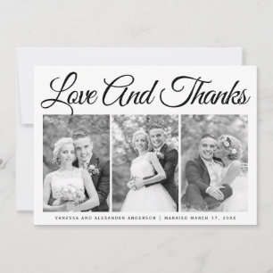 Typographie mariage Merci trois photo collage