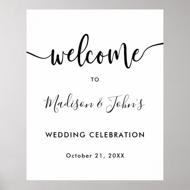 Typographie Mariage monochrome Affiche de bienvenu (Devant)