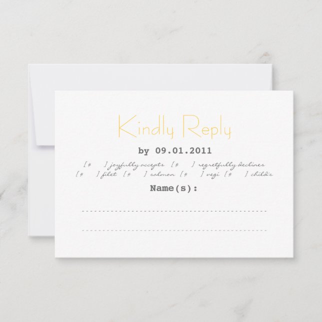Typographie Mariage RSVP en gris et jaune (Devant)