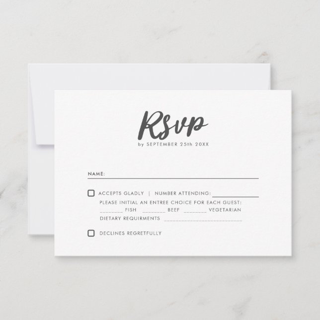 Typographie minimale Nettoyer Mariage moderne RSVP (Devant)