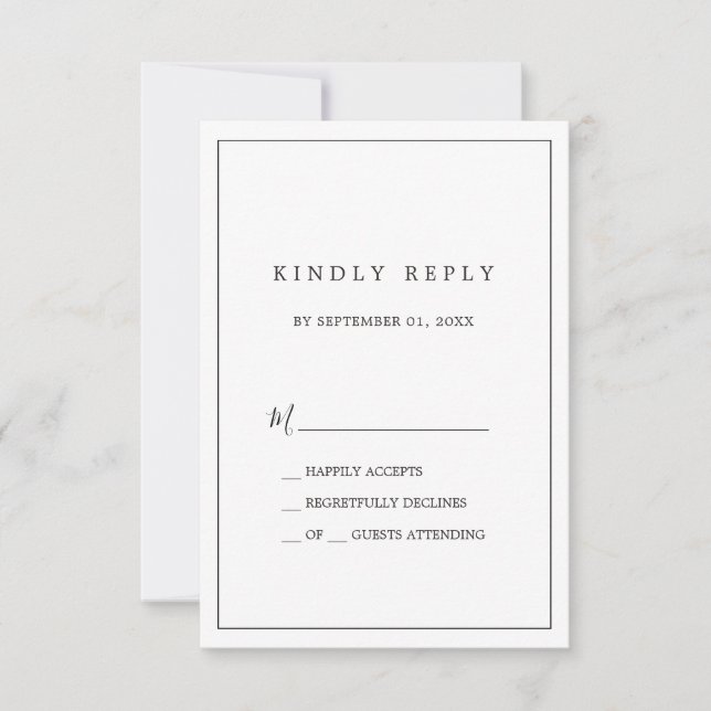 Typographie minimaliste Carte RSVP simple (Devant)