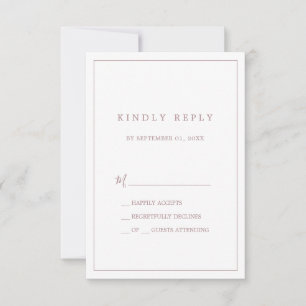 Typographie minimaliste de l'or Rose Carte RSVP si